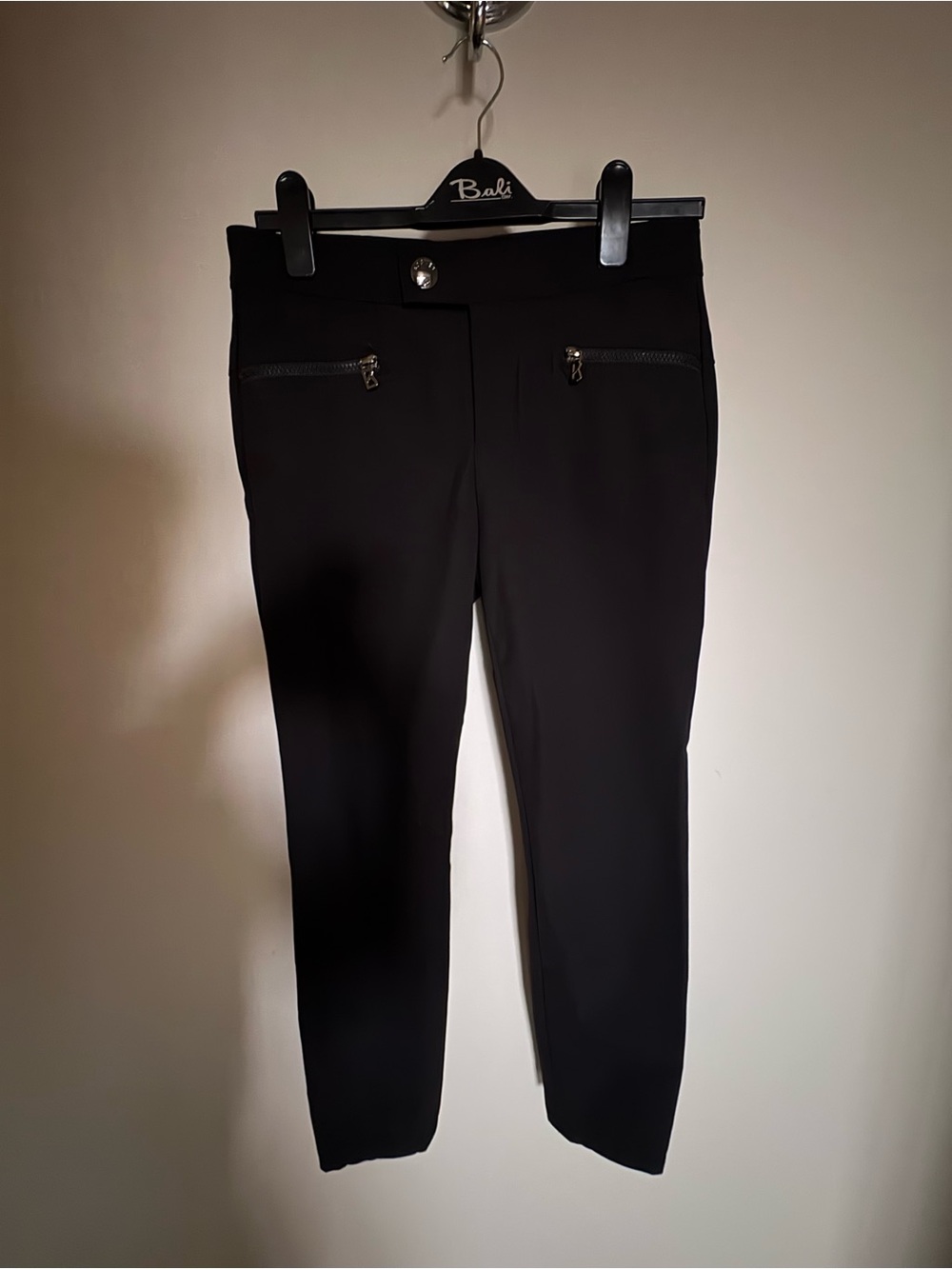 Bogner Black Dress Pants with Logo Zip Accent